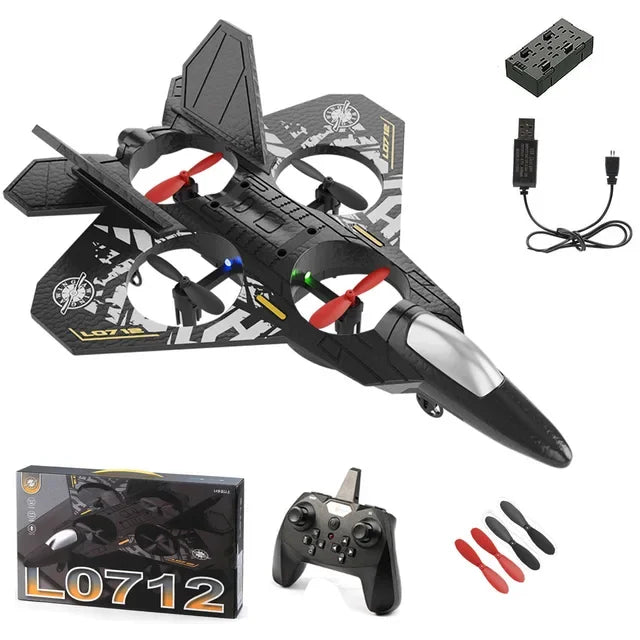2.4G L0712 High - Performance RC Plane: Gravity - Sensing EPP Foam Fighter Glider Helicopter with Light, Ideal Gift for Boys