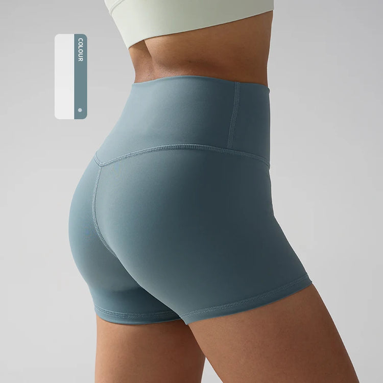 Solid Color High-Waisted Yoga Shorts for Women Quick Dry Breathable Fitness Sport Running Cycling Leggings