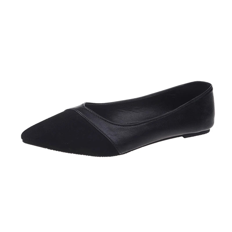Women Pointed Toe Spliced Flat Shoes Slip On Dress Flats