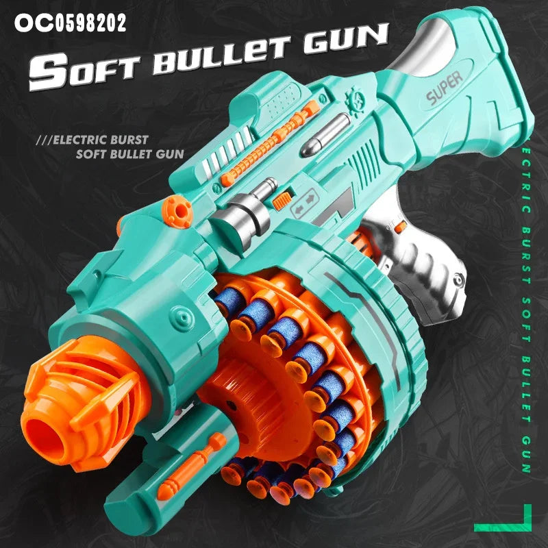 Nerfs Gun Toy Children's Electric Continuous Shooting Gatling Suction Cup Soft Bullet BB Gun Juguetes for Kids Gift