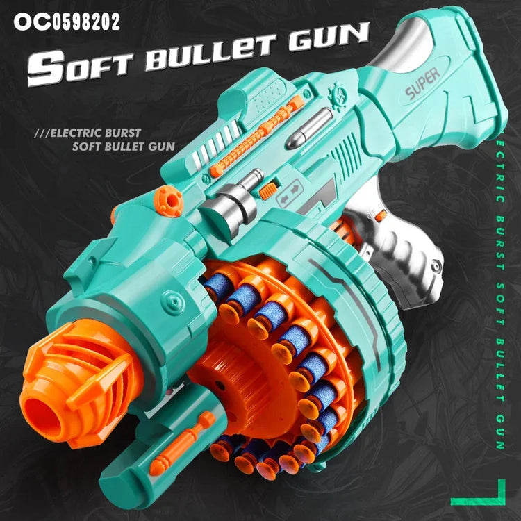 Nerfs Gun Toy Children's Electric Continuous Shooting Gatling Suction Cup Soft Bullet BB Gun Juguetes for Kids Gift