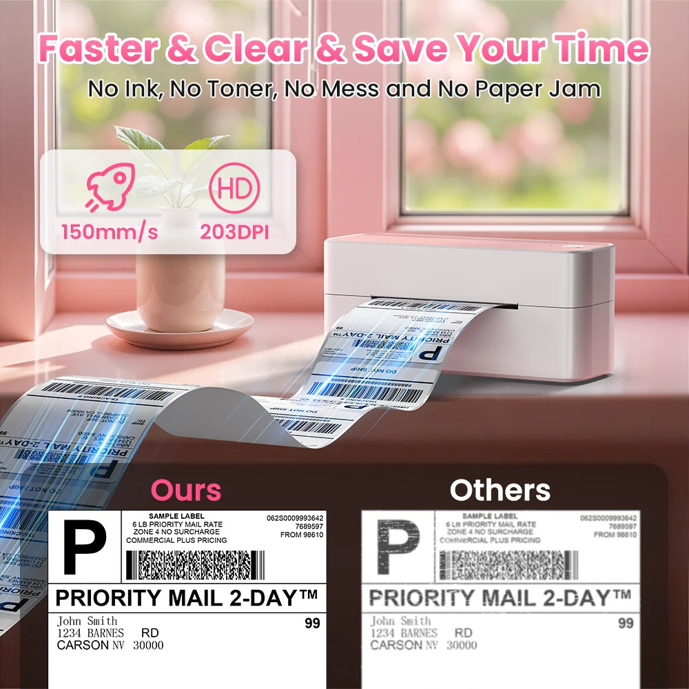 Phomemo 241 Bluetooth Thermal Label Printer Wireless Small Shipping Label Printer 4X6 Compatible with iPhone Android Mac Window