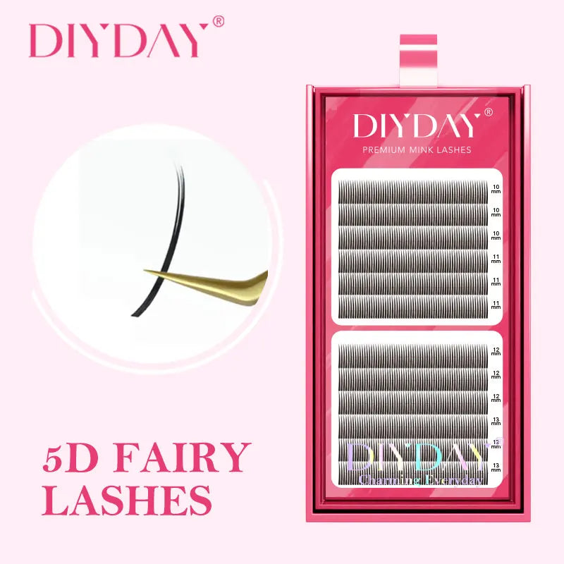 DIYDAY 5D Fairy Eyelash Extensions Spikes Wet Lashes Cluster Premade Fans 5D Flora Mink False Eyelashes for Makeup