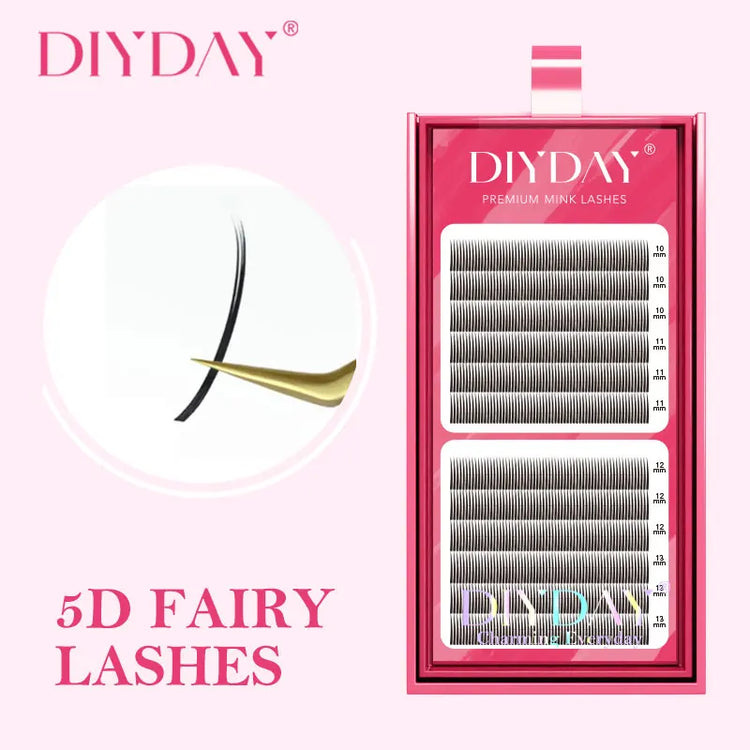 DIYDAY 5D Fairy Eyelash Extensions Spikes Wet Lashes Cluster Premade Fans 5D Flora Mink False Eyelashes for Makeup