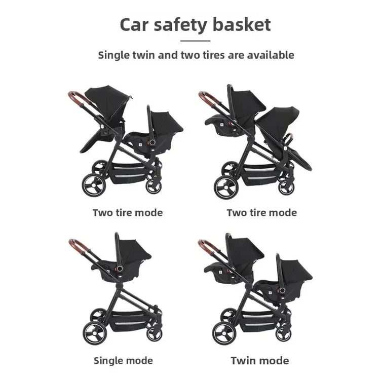 Foldable Twins Baby Carriage Stroller Twin Can Sit and Lie Double Stroller Shock Absorber Second high view Child Stroller