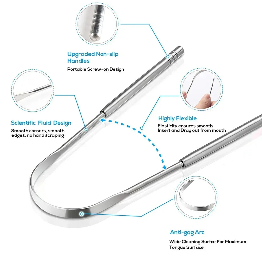 1/3/4pcs Premium Metal Tongue Scraper Cleaner for Adults & Kids Portable Stainless Steel Tongue Scrapers Brushes for Removing