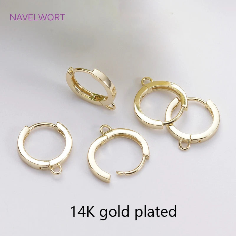 14K Gold Plated Brass Earrings Hooks Round Hoop Earrings,Earring Fixtures,Fasteners For Earrings,DIY Earring Making Accessories