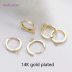 14K Gold Plated Brass Earrings Hooks Round Hoop Earrings,Earring Fixtures,Fasteners For Earrings,DIY Earring Making Accessories