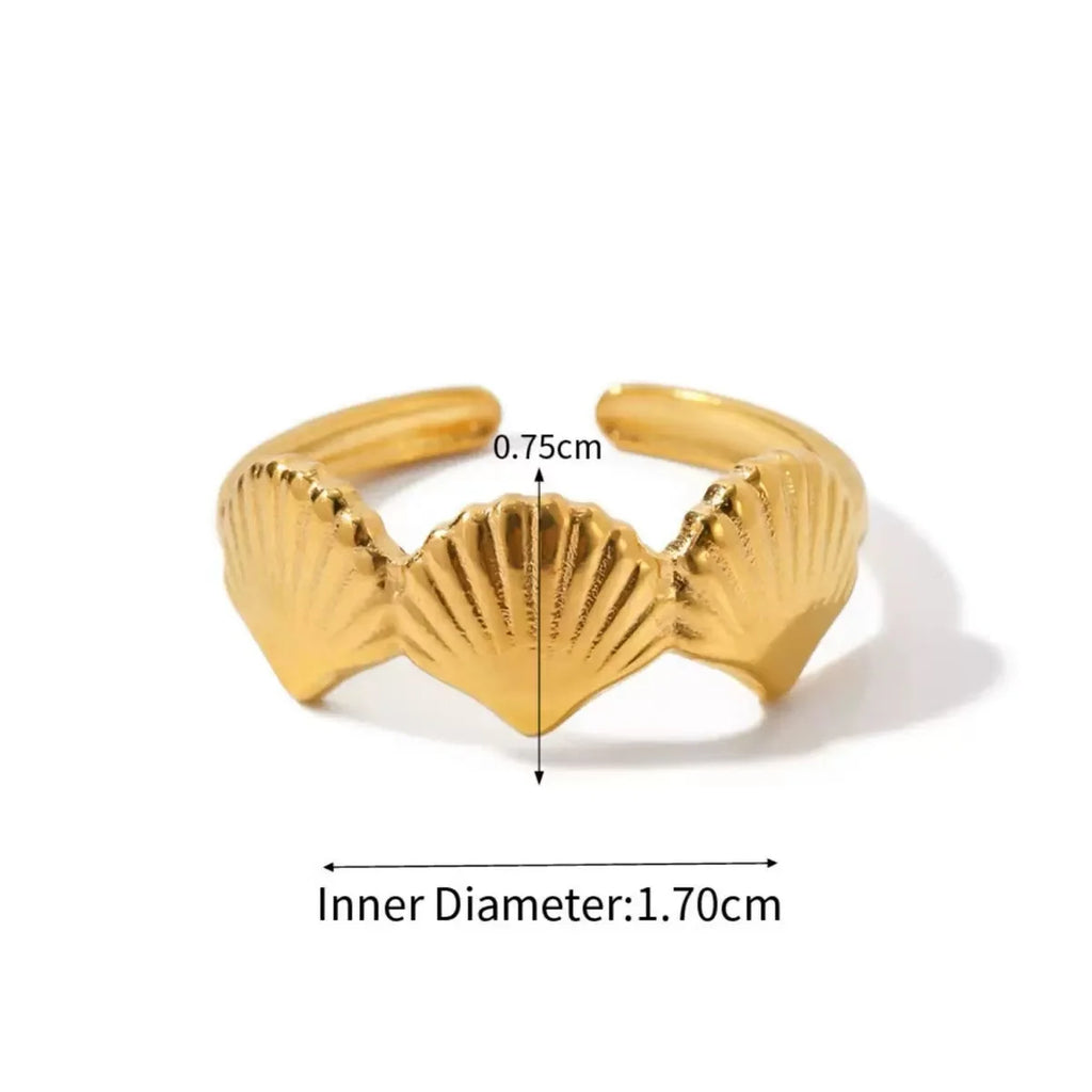 5PCS Fashionable, Simple, High Quality Gold Shell Conch Irregular Geometry Men's and Women's Ring Set