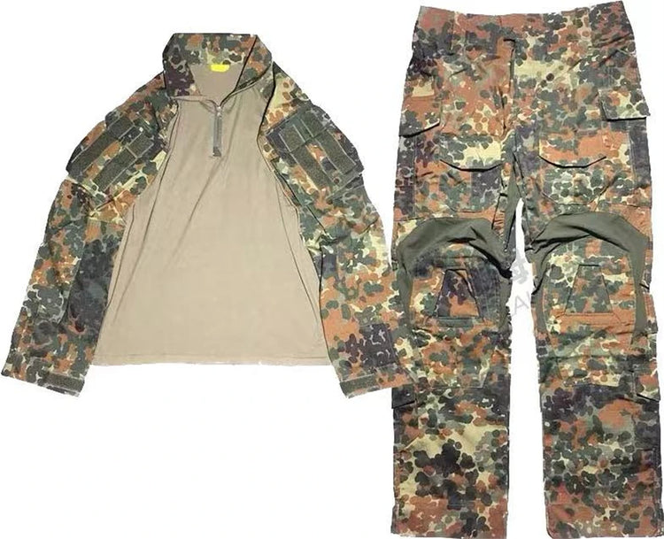 GEN3 Flecktarn Training Tactical Frog Skin G3 Battle Frog Suit Long Sleeved+Long Pants Combat Hunting Breathable Clothes