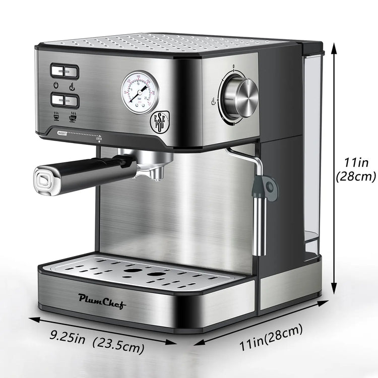 Espresso Machine 20 Bar Professional Compact Household Coffee Espresso Maker with Milk Frother Steam Wand Pressure Gauge 54oz Water Tank Low Noise and Fast Coffee Machine for Cappuccino Latte