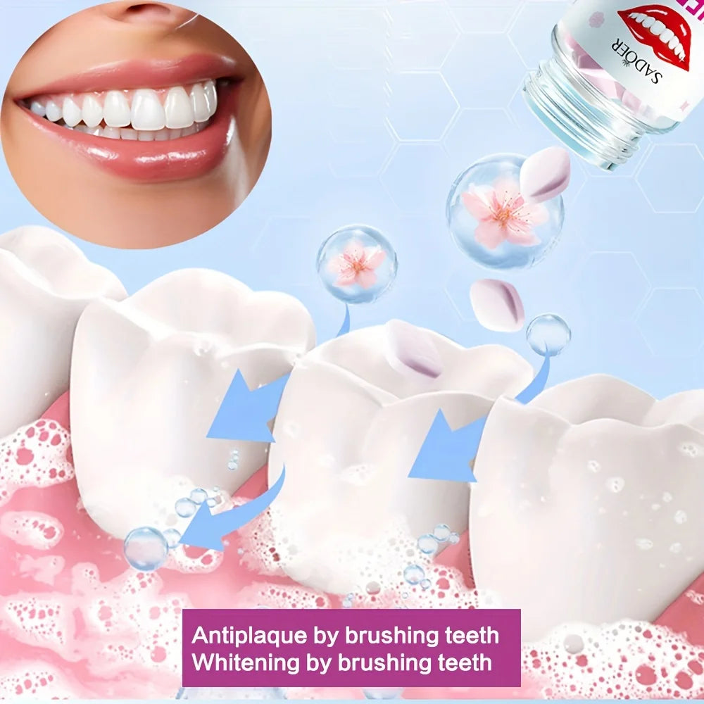 Sakura Flavored Solid Toothpaste Tablets, Deeply Cleaning Teeth, Chewable Toothpaste Tablet, Fresh Breath, Basic Oral Care 28.5g