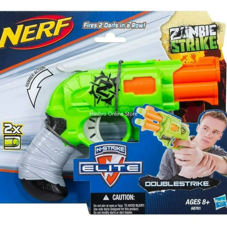 Hasbro Nerf Pistola Zombie Strike Doublestrike Double-click Launcher Gun Toy for Kids Birthday Christmas Gift  A8761