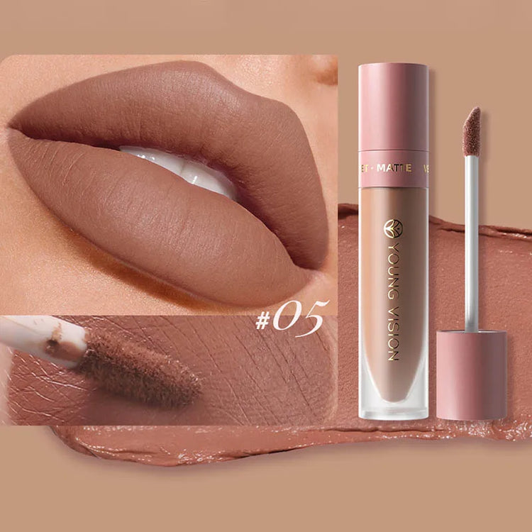 DUNUF 8-Color Matte Velvet Smooth Easy-to-Apply Square Tube Lip Gloss Waterproof Three-Dimensional Plumping Lipstick