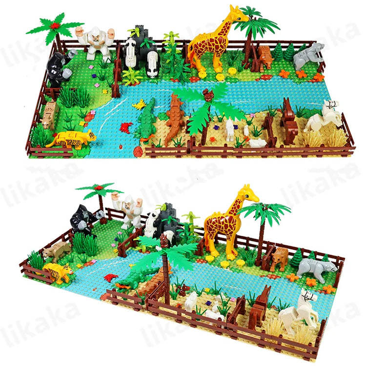 MOC Zoo Animals Building Blocks Toys Set for Kids Montessori Gift Compatible Classic Blocks City Friends Wild Animals Bricks Toy
