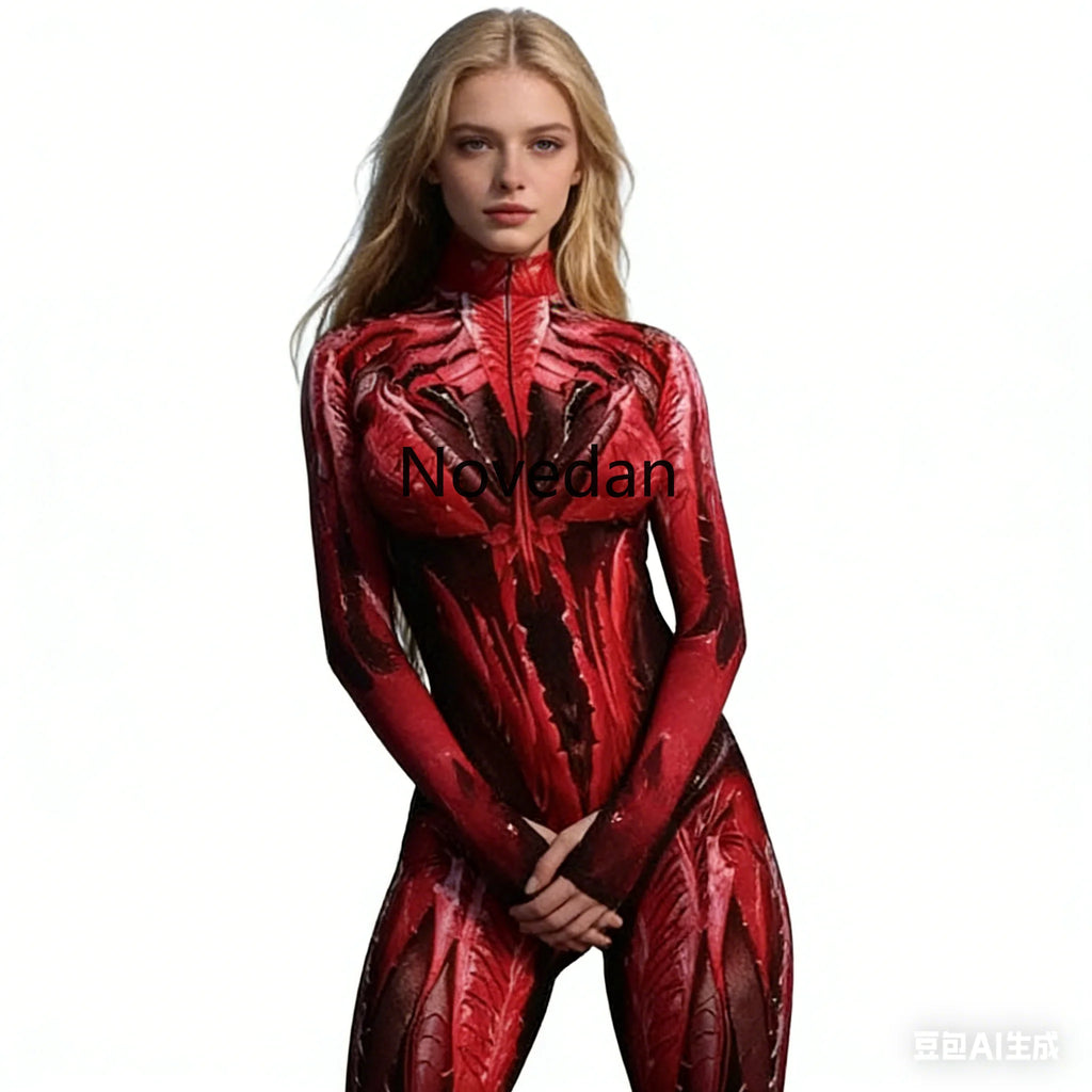 Sexy Fashion Print Jumpsuit Woman Turtleneck Zentai Bodysuit Cyberpunk Steam Tight Suit Halloween Costume Burning Man Outfit