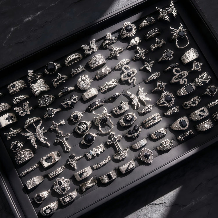 6/8/12/24/36/48/100Pieces Vintage Punk Butterfly Flowers Heart Spider Rings Set For Women Mix Style Retro Jewelry Party Gifts