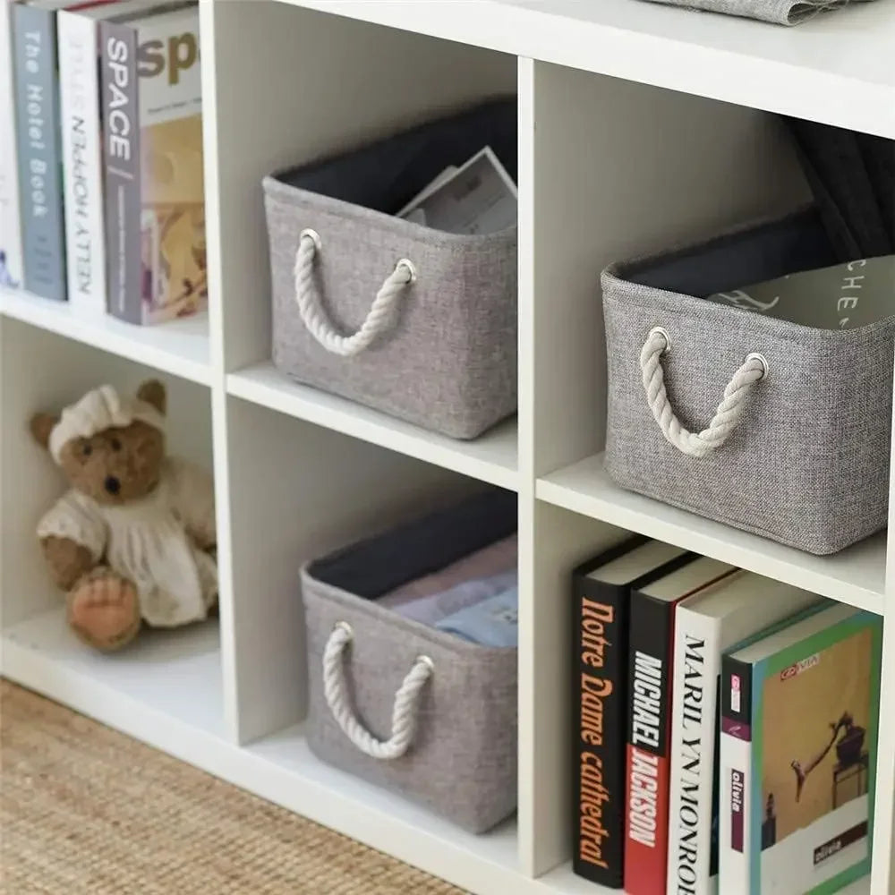 Foldable Storage Basket with Handle Rectangular Desktop Storage Box Home Supplies Underwear Socks Baby Toys Storage Bag