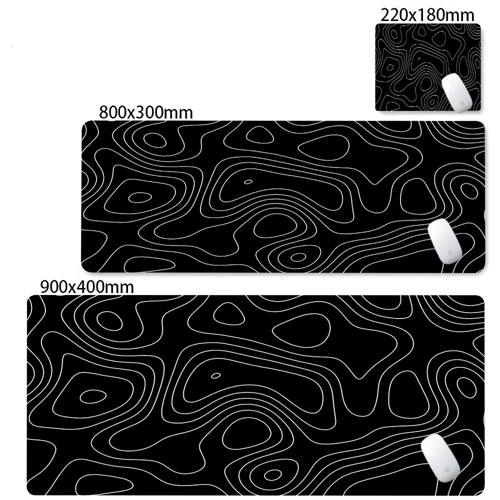 XXL Desk Mat Black And White Strata Liquid Mousepad Large Abstract Mouse Pad Gaming Deskmat With Lockedge Office Non-slip Carpet