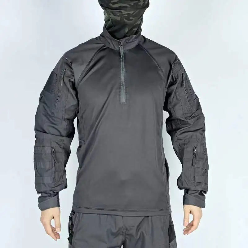 Autumn Tactical Shirt Men Field Training Clothes Breathable Long Sleeve Top Wear-Resistant Outdoor Training Hiking Hunting Shirt