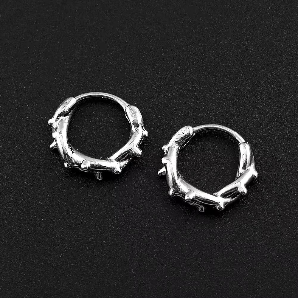 Punk Spike Rivet Hoop Earrings For Women Men Ear Studs Stainless Steel Gothic Hip Hop European and American Earring Jewelry Gift