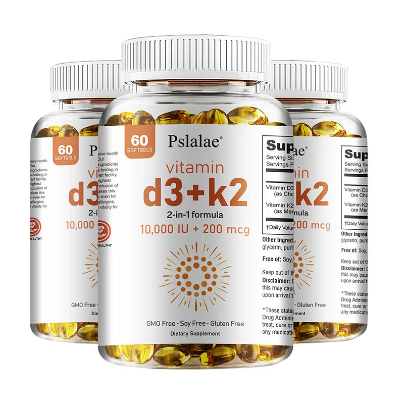 Vitamin D3 10000 IU with K2 200 Mcg | 2 in 1 Support Immune, Heart, Joint, Teeth & Bone Health