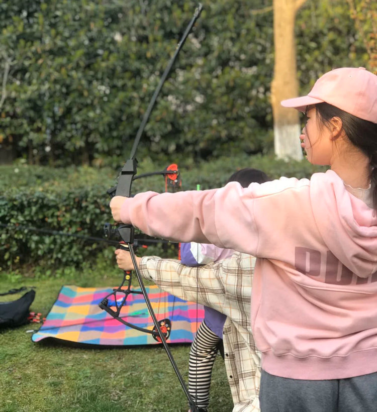 Archery Recurve Takedown Bow and Arrow Set 15-20lbs for Youth Adult Practice Wooden Straight Bow Longbow Kit Kids Toy