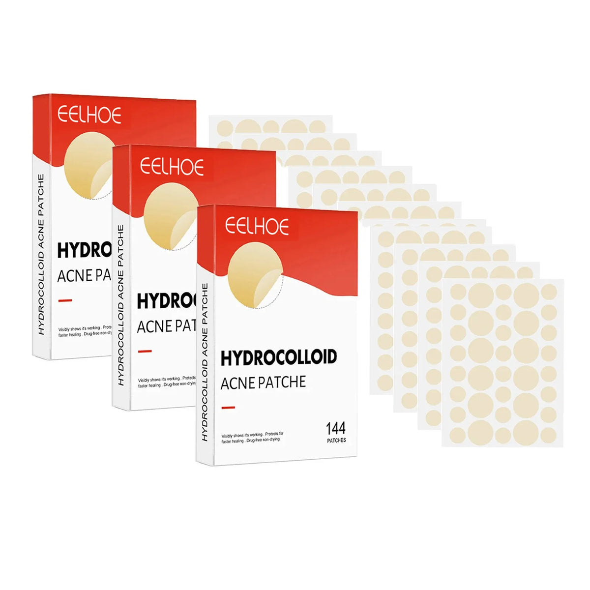 144pcs Face Acne Patch Invisible Skin Care Pimple Acne Patches Anti-inflammatory Healing Absorbing Spot Sticker Covering Acne