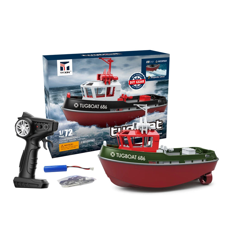 JIKEFUN 686 Rc Boat 2.4G 1/72 Powerful Dual Motor Long Range Wireless Electric Remote Control Tugboat Model  Toys Birthday Gifts