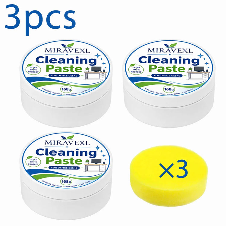 Office Desk Cleaning Paste with Sponge, Multi Surface Stain Cleaner Furniture Polish Cream for All Wooden Plastic Office Desktop