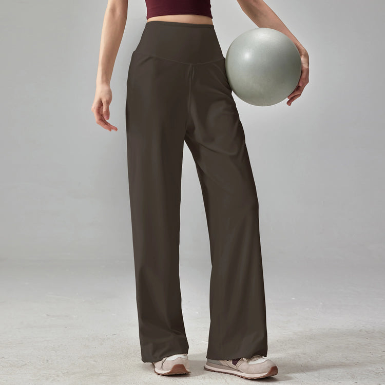 Women's High Quality Pants With Pockets High Waist Stretch Loose Sweatpants Nake-Feeling Sports Leisure  Yoga Workout Pants