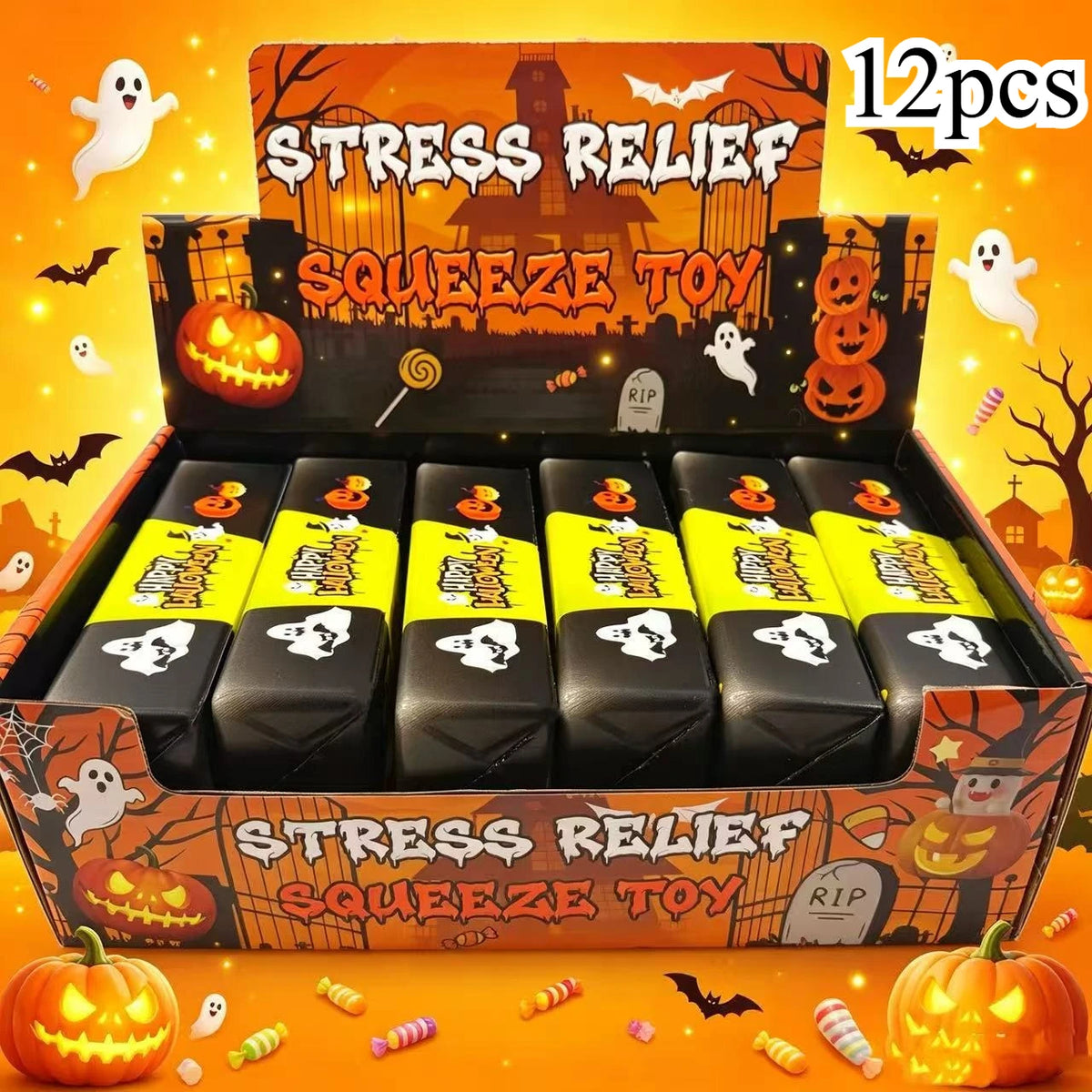 Halloween Slow Rising Butter Stick Squishy Toy Soft Wet Elastic Squeeze Toy Portable Stress Relief Fidget Toy for Anxiety