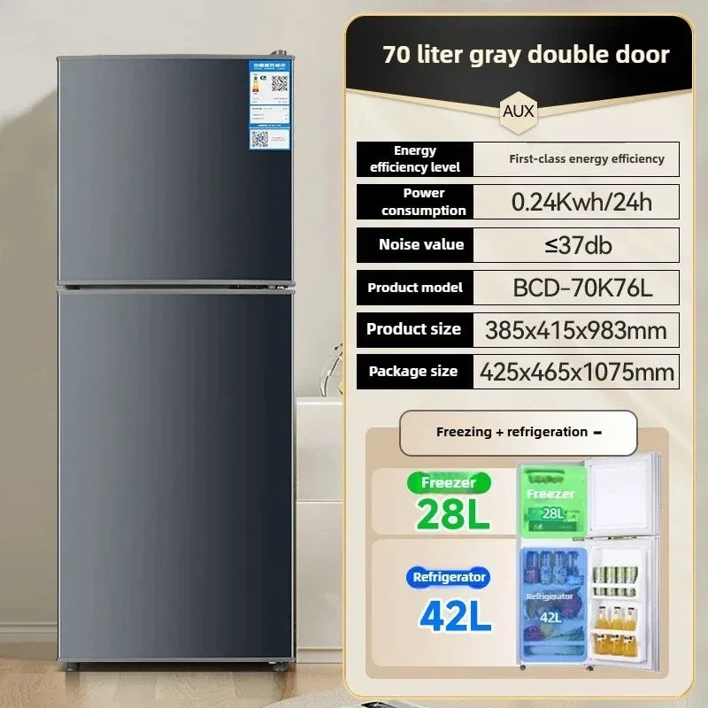 Household Frost free refrigerator Dormitory Rental room mini Fridge Freezer Double Door Two-chamber Refrigerator Home Appliance