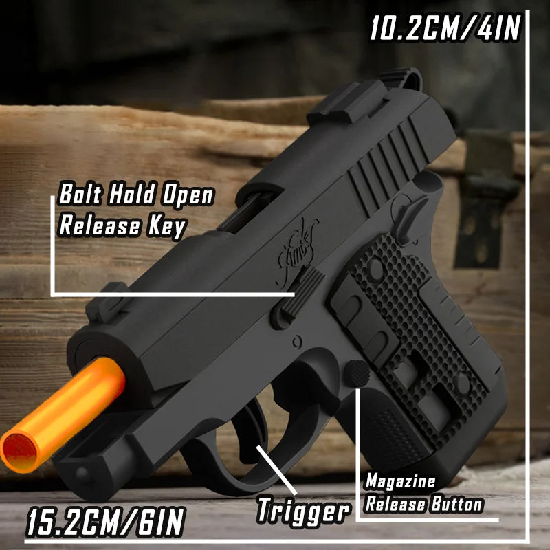 Pocket 1911 New Toy Gun Soft Bullet Gun Pistol [Upgraded Version Of Continuous] Continuous Bullet Change Shell Throwing Revolver
