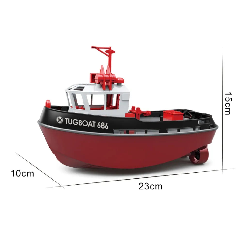 JIKEFUN 686 Rc Boat 2.4G 1/72 Powerful Dual Motor Long Range Wireless Electric Remote Control Tugboat Model  Toys Birthday Gifts