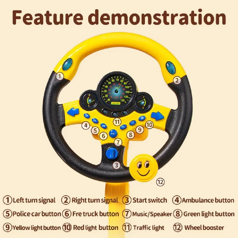 Electric Simulated Driving Steering Three-Dimensional Portable Wheel Copilot Toy Light And Sound Educational Children's Gifts