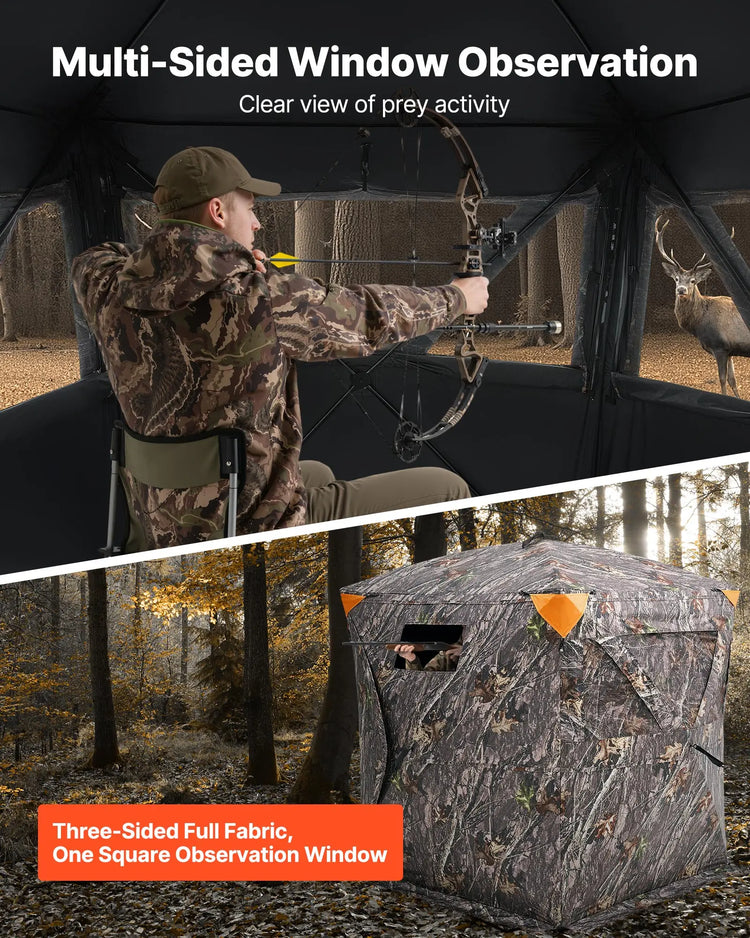 SucceBuy Hunting Blind, 270° See Through Ground Blind, 2-3 Person Pop Up Deer Blind for Hunting with Carrying Bag, Portable Tent