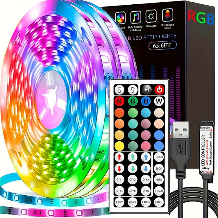 Led Strip Lights with 44 Key Remote Control 1m 5m 10m 20m RGB Tape Led Wall Room for Home Bedroom Party Decor TV Backlight