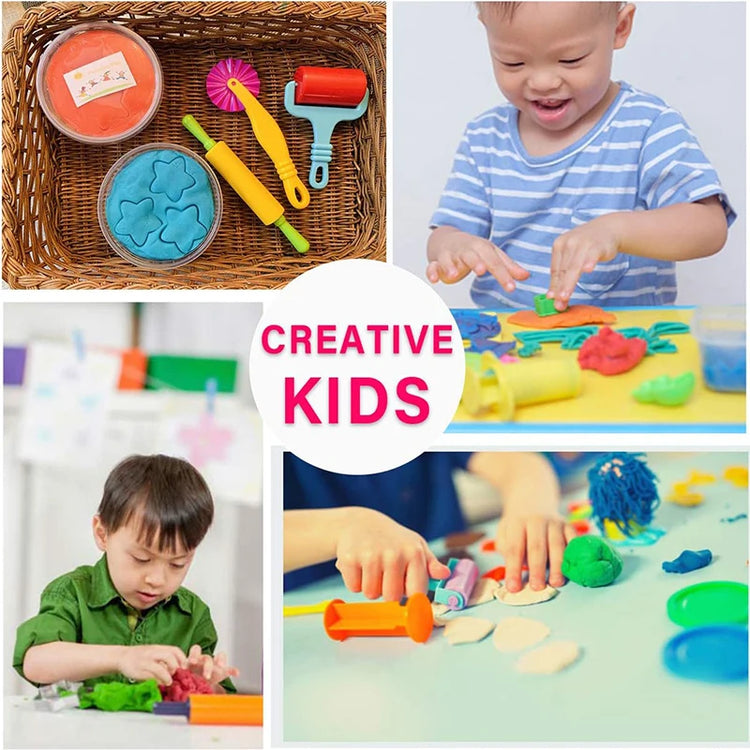 Fun Play Dough Tools Kit For Kids Children Toddlers Playdough Extruders Scissors Rollers Cutters Plasticine Clay Accessories Toy