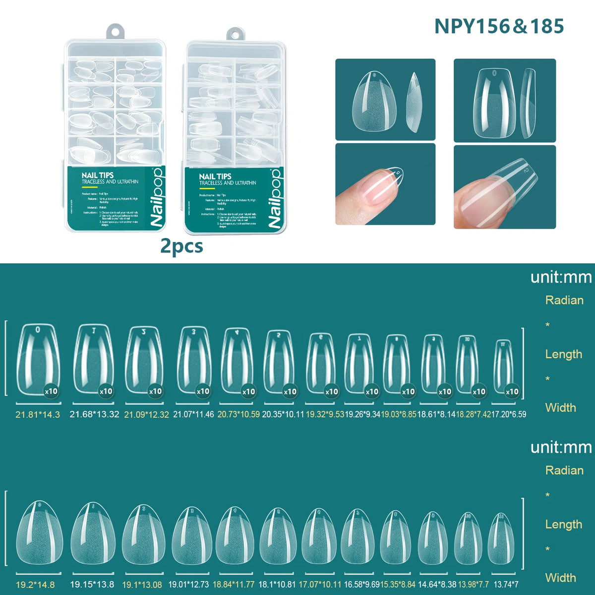 Nailpop 120pcs Acrylic Nails Fake Capsule Short Almond Coffin Square Artificial Nail Extension Soft Gel Tips Accessories Tools