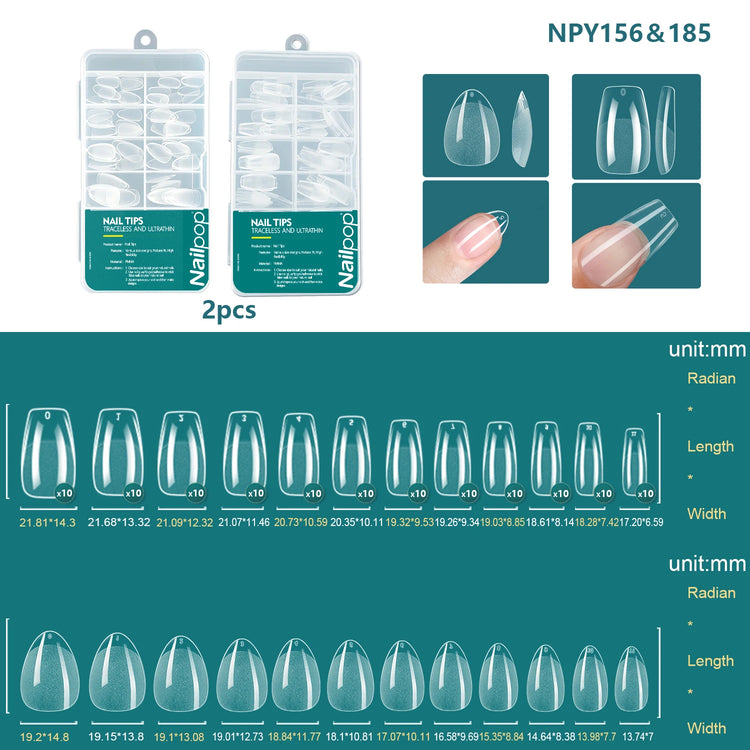 Nailpop 120pcs Acrylic Nails Fake Capsule Short Almond Coffin Square Artificial Nail Extension Soft Gel Tips Accessories Tools