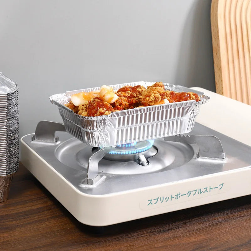 10pcs Rectangular Tin Foil Tray AirFryer Disposable Food Containers Bowls BBQ Take Away Cake Boxes Aluminum Packaging Box