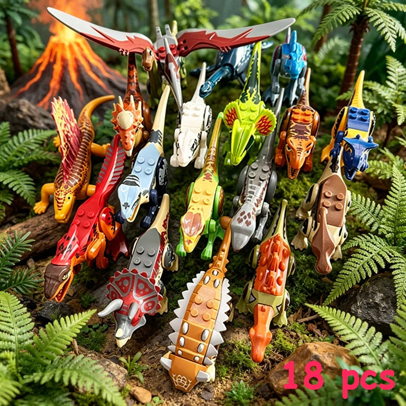 Dinosaur Figures World Building Blocks Set Jurassic Dino Model Educational STEM Bricks DIY Assemble Toys for Kids Birthday Gifts