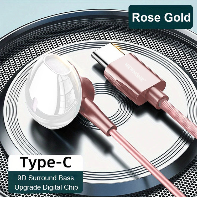 Type C&3.5mm Headphones HiFi Bass Stereo Volume Control Headset In HD Mic Wired Earbuds For IPhone15-17/Samsung Series Earphones