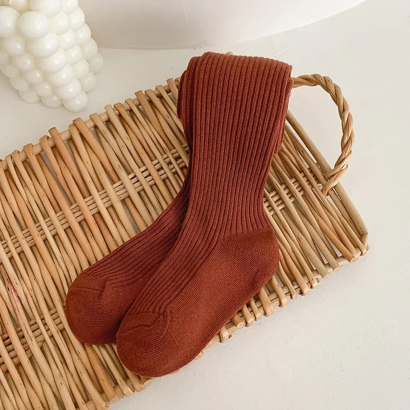 Cotton Warm Pantyhose Baby Kids Autumn Winter Tights Toddler Girls Boys Ribbed Stockings  Solid Candy Color Tights 0-9Years