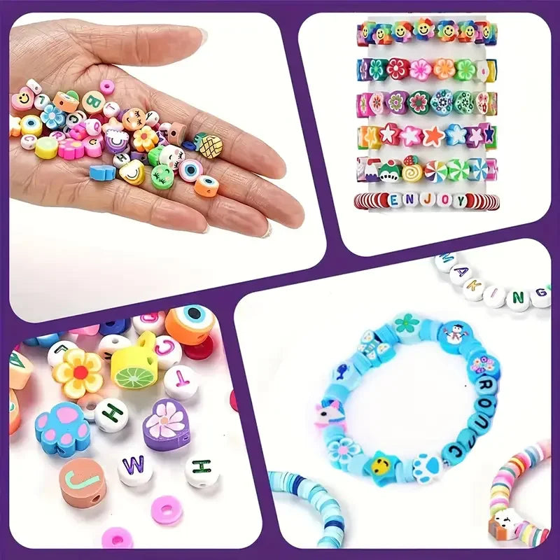 700Pcs Jewelry Making Kit DIY Beaded Crafts for Necklaces & Bracelets Acrylic, Soft Clay, Animal Charms, Polymer Clay Bead Sets