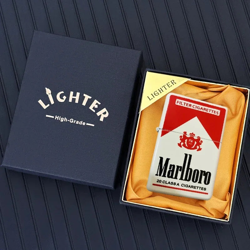 Marlboro Grinding Wheel Lighter, White Paint Green Label Red Label, Multi-color Selection, Men's Gift Wholesale