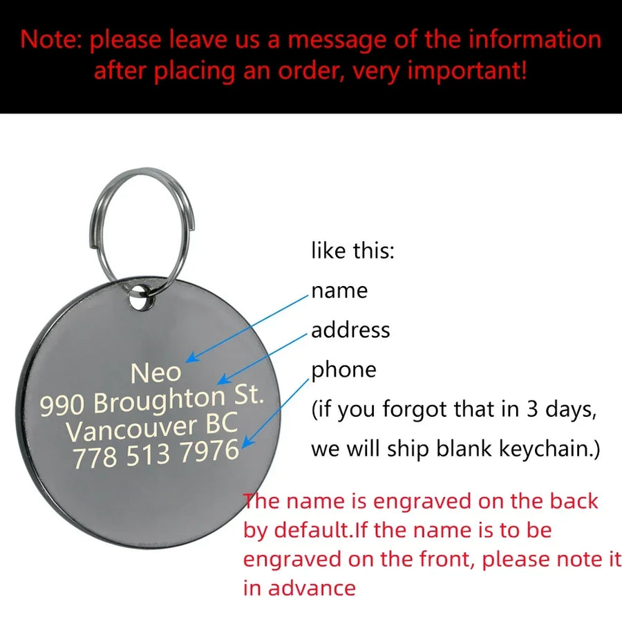 VIP Pets ID Tag Customizable Engraved  for Dog Cat Bronze Nameplate Tags Personalized  Address Number Dogs Collar ID Pendant