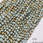 4x7mm 50pcs/lot Briolette Oval Glass Beads Plating Gold Color Crystal Glass Loose Spacer Beads For Beads for Jewelry Making DIY