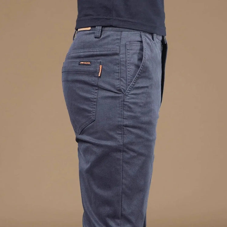Ultra-high Quality Thin Cotton Men's Casual Pants Trendy Versatile Elastic Light Business Trousers Work Formal Straight Pants